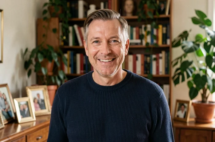 Portrait intime de Philippe Gougler dans son intérieur familial entouré de souvenirs personnels